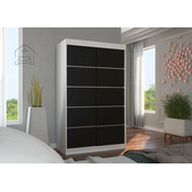 Garderobna omara z drsnimi vrati Benisso - 120 cm - bela/črna