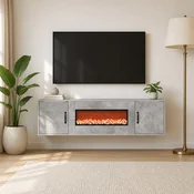 vidaXL Električni kamin Beton 140,5 x 30 x 39 cm Inženirski les