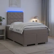 vidaXL Postelja boxspring z vzmetnico Taupe 120 x 190 cm Blago
