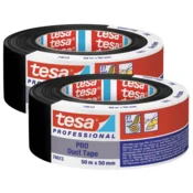 shumee TESA DUCT TAPE Vodoodporen lepilni trak za popravilo tkanin 50 m x 50 mm črne barve x 2
