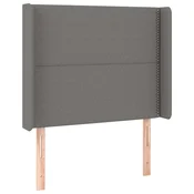Vidaxl Vzglavje z ušesi temno sivo 103x16x118/128 cm blago