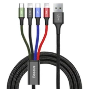 BASEUS kabel za punjenje 4 u 1 (USB - 2 Lightning/microUSB/Type-C, brzi punjac, 120 cm) CRN CA1T4-A01