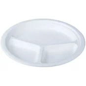 shumee Krožnik iz sladkornega trsa, okrogel, tridelen, premer 26 cm, 50 kosov.