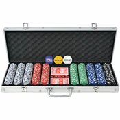 vidaXL Set za Poker s 500 Žetona Aluminijum
