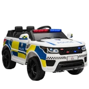 HOMCOM HOMCOM Otroški električni policijski avto, 12V baterija in daljinski upravljalnik, sirena, luči, USB priključek za glasbo, 110x68x52cm, bela, (20708448)