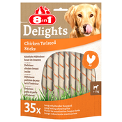 8in1 Delights Twisted Sticks piščanec za majhne pse  - 35 kosov