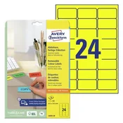 AVERY ZWECKFORM etikete L6035-20, 63.5 x 33.9 mm, 480 kom, Stick&Lift, rumene