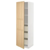 METOD / MAXIMERA Visoki element s fiokama, bela/Forsbacka hrastovina, 60x60x200 cm