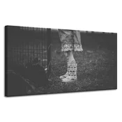 shumee Platno s tiskom Črno-beli wellington škornji 120x60 cm