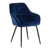 Temno modri oblazinjeni jedilni stoli v kompletu z nasloni za roke 2 ks Nolan Square – Unique Furniture