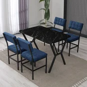 Hanah Home Trpezarijski sto i stolice Dubai, Plavo-crni