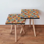 Hanah Home Set klub stolova, 2 komada Šareni