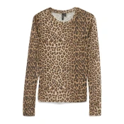 VERO MODA Majica VMLOVA rjava/kapučino/črna