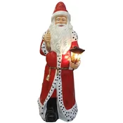 Casa Padrino luxury decorative sculpture Santa Claus with lantern red/multicolored H. 190 cm - Life size Christmas decorative figure - XXL Christmas sculpture - XXL decorative figure