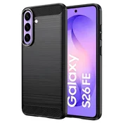 TPU gel ovitek Brushed Carbon za Samsung Galaxy S25 FE/S26 FE - črn