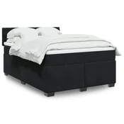 Box spring posteljni z vzmetnico črn 140x190 cm žamet