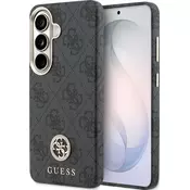 Guess PU usnje 4G z logotipom stras, zlato ogrodje, magnetni zadnji pokrov za Samsung Galaxy S26 črni