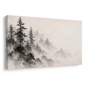 Slika meglen gorski gozd v tušu - 60x40
