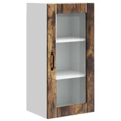 Vidaxl Stenski stekleni omarica PORTO Dimljeni oreh 40 x 31 x 80 cm