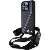 BMW BMHCP15X23PSVTK iPhone 15 Pro Max 6.7 black hardcase M Edition Carbon Tricolor Lines Strap (BMHCP15X23PSVTK)