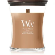 Woodwick Hazelnut Roast dišeča sveča z lesenim stenjem 275 g
