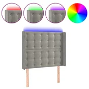 Vidaxl LED posteljno vzglavje svetlo sivo 103x16x118/128 cm žamet