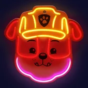NEON PLASTROL Viseči neon LED na pleksi Psi Patrol - Rubble