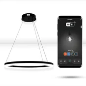 WiFi Tuya 40cm LED okrogla svetilka črne barve, viseči obroč, krog