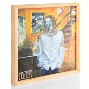 Nikcorp Okvir za vinilne plošče MONKEshop model shadow box, naravni novozelandski bor 2v1 stenski ali namizni nosilec, zaščita platnic LP albumov 31x31 cm