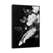 Canvas Slika na platnu Crno belo cvece, Sa ramom, 80 x 120 cm, Crni
