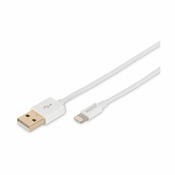 Punjac/data kabel, Lightning - USB A M/M, 1.0m, iP5/6/7, High Speed, MFI, wh