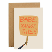 Voščilnica iz recikliranega papirja s kuverto Printintin You got this, babe!, format A6