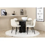 Venture Design Jedilna miza in stol komplet Marbs miza 110x75 cm stol 53x87x44 cm črna bela