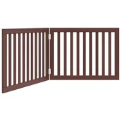Vidaxl Vrata za pse zložljiva 2 panela rjava 160 cm topolovina