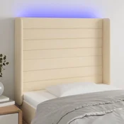 Vidaxl vidaXL Vzglavje postelje z LED zaslonom, kremno, 103x16x118/128 cm, blago