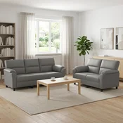 vidaXL Kavčna garnitura 2 pcs Svetlo siva Žamet