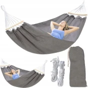 Korbi Velik brazilski dvosobni vrtnarski hammock, močan XXL, 200kg 270x150, siva barva, WZ8