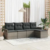 Sjedeća garnitura za vrt 5 kom. Siva poliratan 251 x 117 x 69 cm