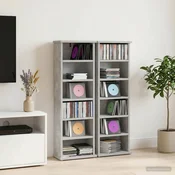 vidaXL CD omara 2 kos Betonsko siva 60 x 17 x 92 cm Inženirski les
