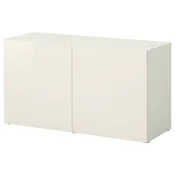 BESTA Regal z vrati, bela/Selsviken visoki sijaj/bela, 120x42x64 cm