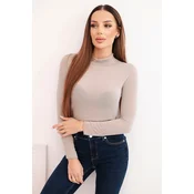 Kesi Włoski Womens cashmere turtleneck long sleeve blouse dark beige