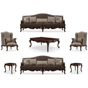 Casa Padrino luxury baroque living room set gray/silver/brown - 2 Sofas & 2 Armchairs & 1 Coffee Table & 2 Side Tables - Handmade baroque living room furniture - Noble & Magnificent