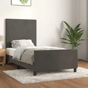 shumee vidaXL Posteljni okvir brez vzmetnice temno siv 90x200 cm žamet