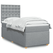 Box spring postelja z vzmetnico svetlo siva 80x200 cm blago