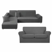 VivoVita Stretch&Sit SOFA – Raztegljive prevleke za sedežno garnituro - KOTNA SEDEŽNA (2x dvosed), siva