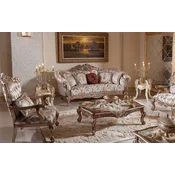 Casa Padrino luxury baroque living room set gray/copper/silver - 2 Baroque Sofas & 2 Baroque Armchairs & 1 Baroque Coffee Table - Living room furniture in baroque style - Baroque furniture