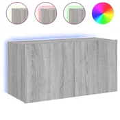 Vidaxl Stenska TV omarica z LED lučkami siva sonoma 80x35x41 cm