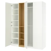PAX/FORSAND Garderobni sestav, bela bela/imitacija hrasta, 185x60x236 cm