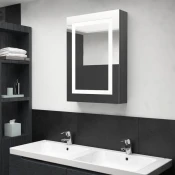 VIDAXL LED kopalniška omarica z ogledalom siva 50x13x70 cm