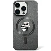 Karl Lagerfeld Ovitek Karl Lagerfeld Karl&Choupette z bleščicami MagSafe črne barve za iPhone 11